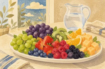 Vibrant Fresh Fruit Platter with Berries