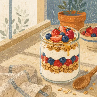 Sunlit Granola Yogurt Parfait in Glass Jar