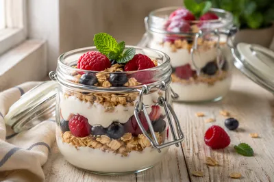 Rustic Layered Yogurt Parfait Jars