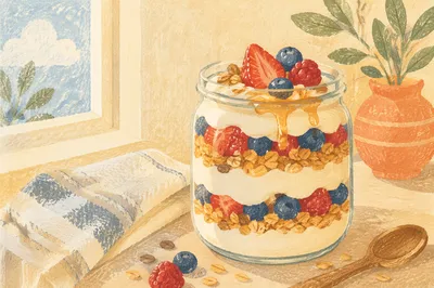 Sunlit Granola Yogurt Parfait in Glass Jar