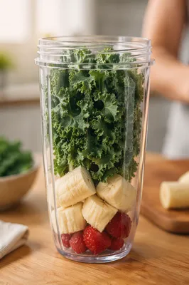 Green Smoothie Ingredients in Blender Cup