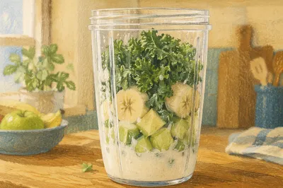 Fresh Green Smoothie with Kale and Fruit