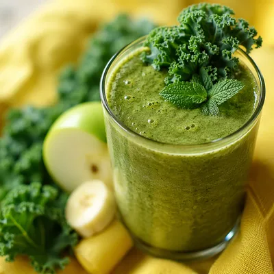 Fresh Green Smoothie with Kale and Fruit