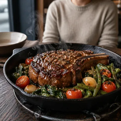 Sizzling Cast Iron Steak Dinner