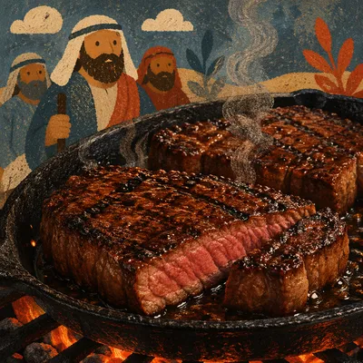 Sizzling Grilled Steaks in Cast Iron Skillet