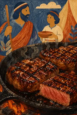 Sizzling Grilled Steak in Cast Iron Skillet