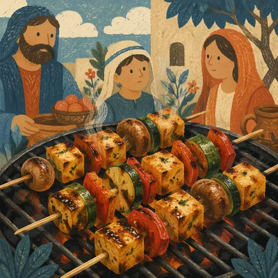 Grilled Vegetable Skewers on Summer Barbecue