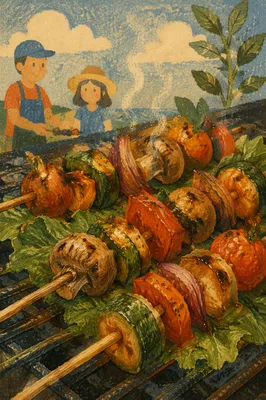 Grilled Vegetable Skewers at Summer Barbecue