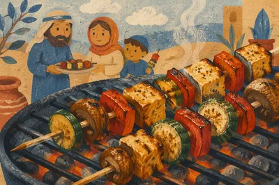 Grilled Vegetable Skewers on Summer Barbecue