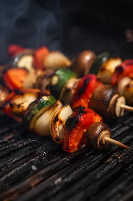 Smoky Grilled Vegetable Skewers Close Up