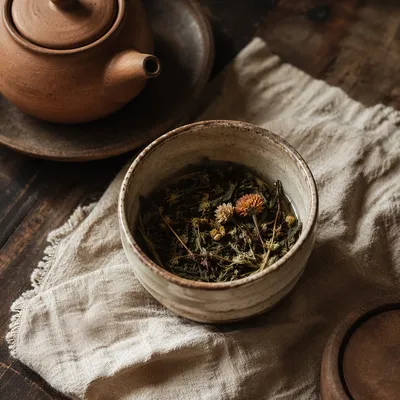 Rustic Herbal Tea Cup With Dried Flowers