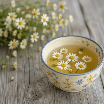 Rustic Chamomile Tea with Dried Flowers