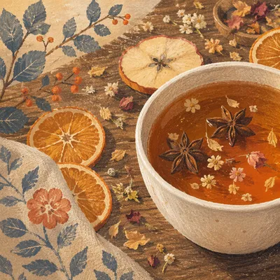 Rustic Herbal Tea with Dried Flowers