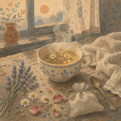 Rustic Herbal Tea with Dried Flowers