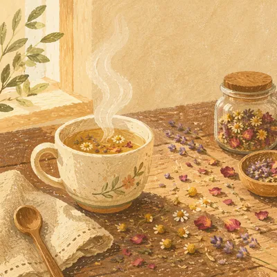 Rustic Herbal Tea with Dried Flowers