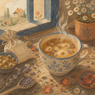 Rustic Herbal Tea with Dried Flowers