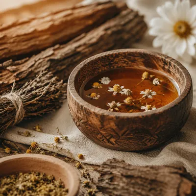 Rustic Herbal Tea Cup with Dried Flowers