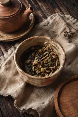 Rustic Herbal Tea Cup with Dried Flowers