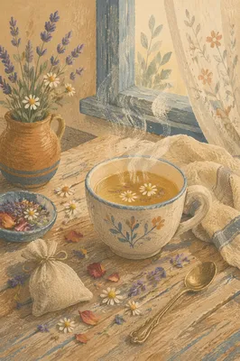 Rustic Herbal Tea with Dried Flowers