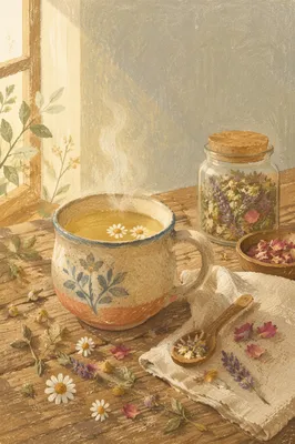 Rustic Herbal Tea with Dried Flowers