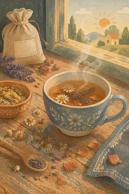 Rustic Herbal Tea with Dried Flowers
