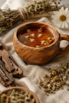 Rustic Herbal Tea Cup with Dried Flowers