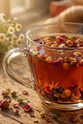 Rustic Herbal Tea with Dried Flowers