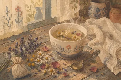 Rustic Herbal Tea with Dried Flowers