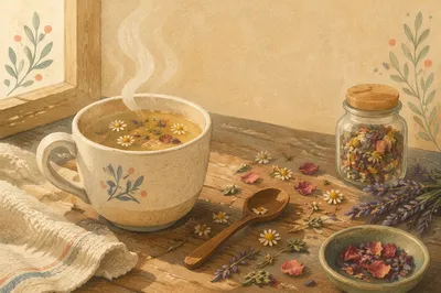 Rustic Herbal Tea with Dried Flowers