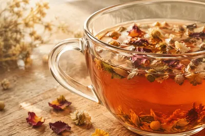 Rustic Herbal Tea with Dried Flowers