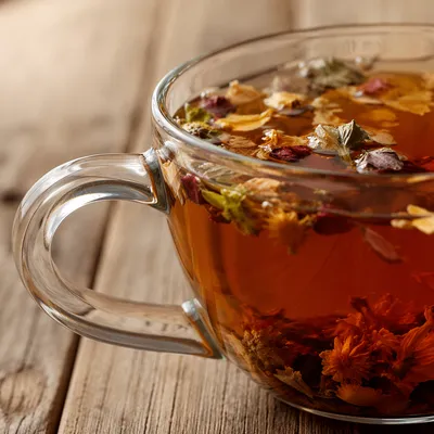 Rustic Herbal Tea with Dried Flowers
