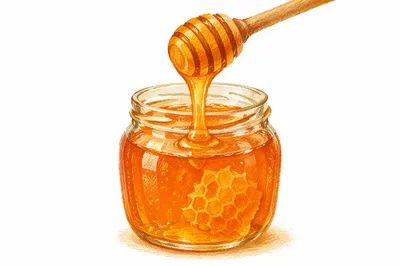 Golden Honey Dripping Into Glass Jar
