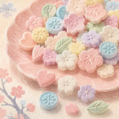 Pastel Japanese Wagashi on Pink Ceramic Plate