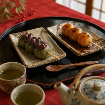 Traditional Japanese Wagashi Tea Ceremony Table