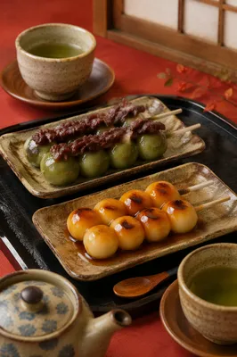 Traditional Japanese Wagashi Tea Ceremony Still Life