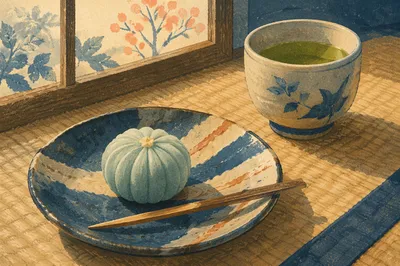Traditional Japanese Wagashi and Green Tea
