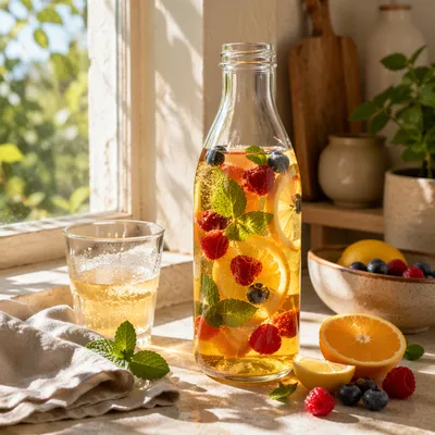 Sunlit Kombucha Bottle with Fruit Infusion