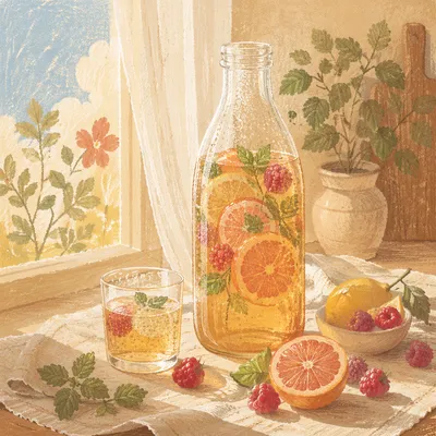 Sunlit Kombucha Bottle with Fruit Infusion