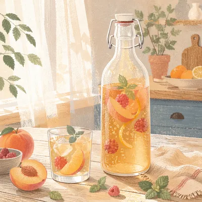 Artisanal Kombucha Bottle with Fruit Infusion