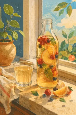 Artisanal Kombucha Bottle with Fresh Fruit Infusion