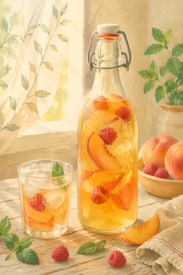 Artisanal Kombucha Bottle with Fruit Infusion