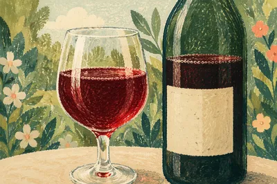 Ruby Fruit Kombucha in Garden Glassware