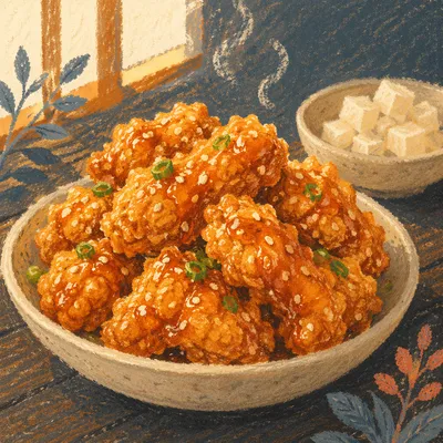 Crispy Golden Korean Fried Chicken Close-Up