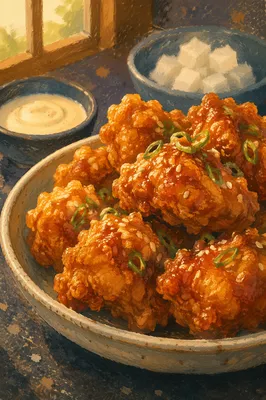 Crispy Golden Korean Fried Chicken Close-Up