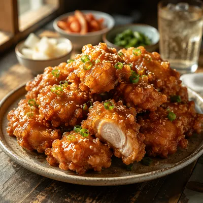 Crispy Golden Korean Fried Chicken Close-Up