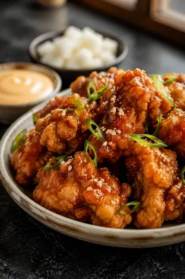 Crispy Golden Korean Fried Chicken Close-Up