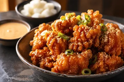 Crispy Golden Korean Fried Chicken Close-Up
