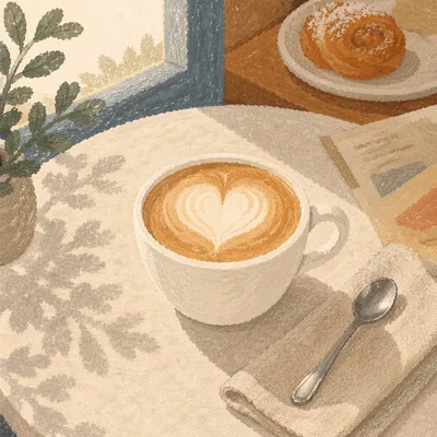 Cozy Heart Latte in Morning Light