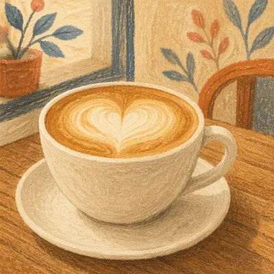 Heart Latte in Cozy Morning Cafe