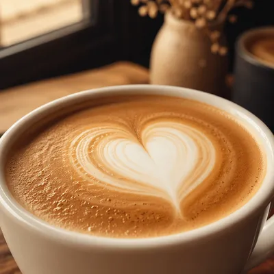 Heart Latte Art in White Cup
